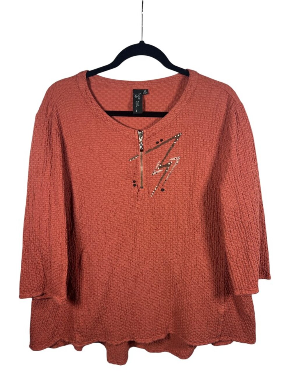 Focus Casual Life Top Womens XLarge Textured Tunic Lagenlook Cotton Blouse